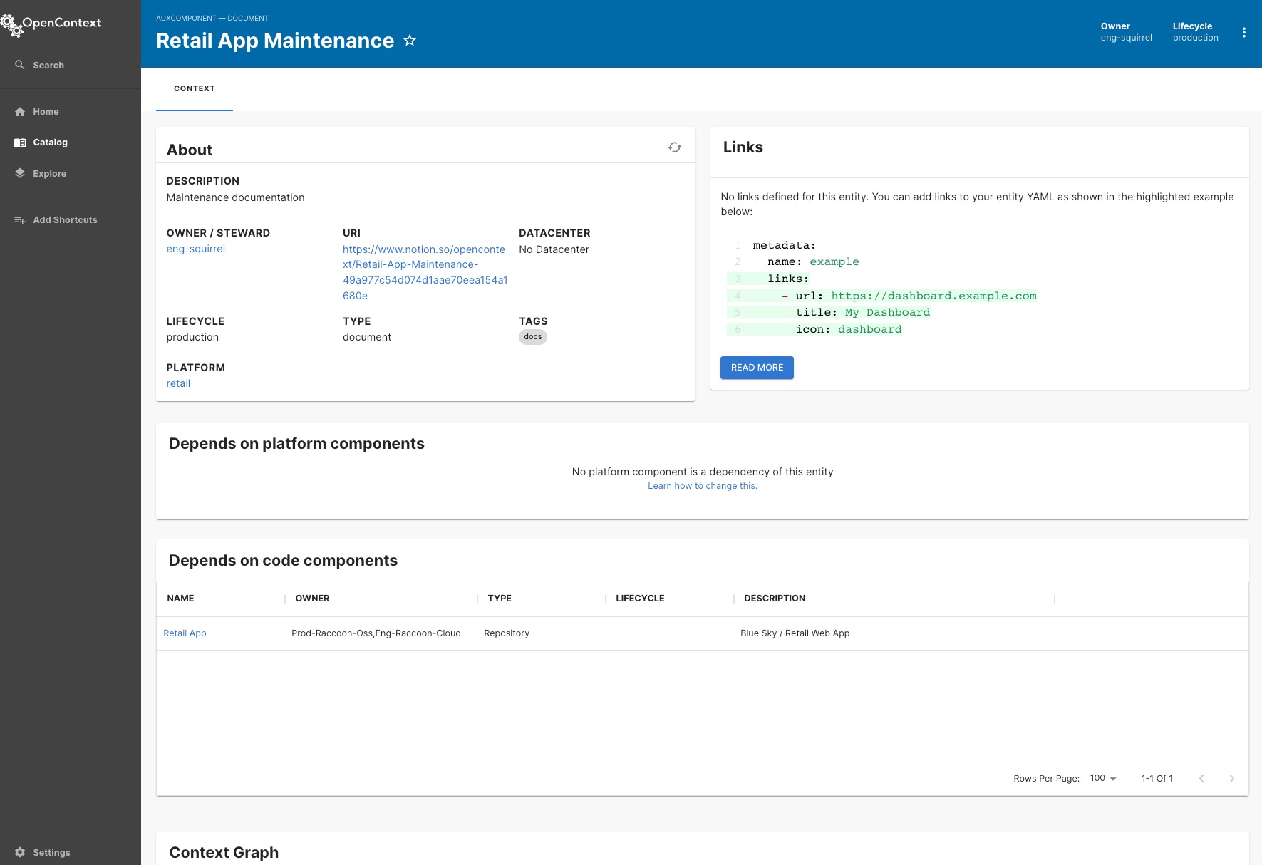 Fig 8 - Code Component Retail App Maintenance Context Page