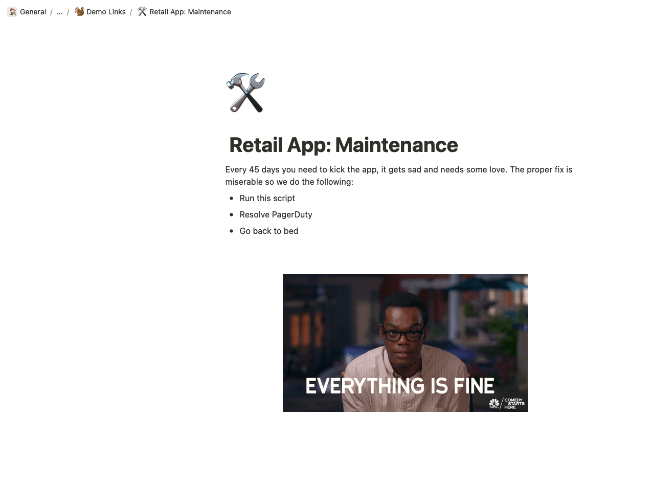 Fig 9 - Retail App Maintenance Notion Page